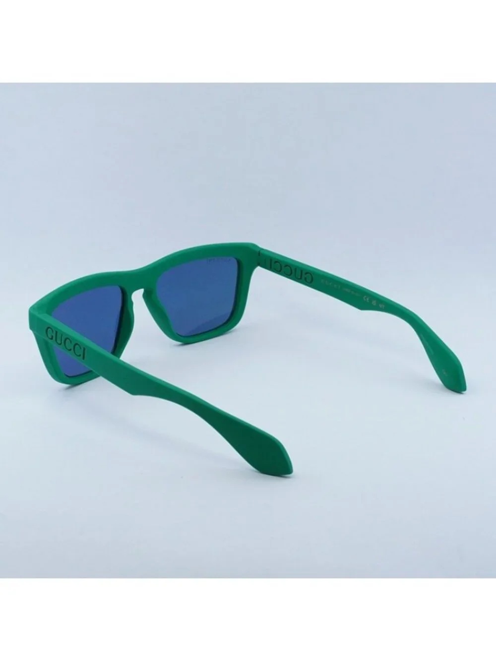 Gucci GG1571S 004 Sunglasses Matte Green Square Frame, Blue Lenses